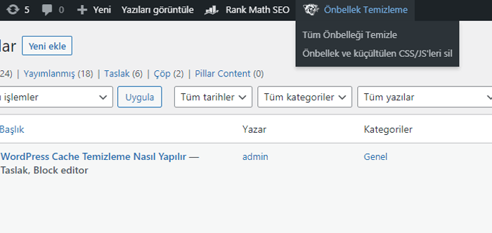 wordpress cache temizleme nasil yapilir